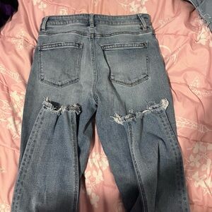 Ofluck jeans, high waisted baggy, color blue, size small.